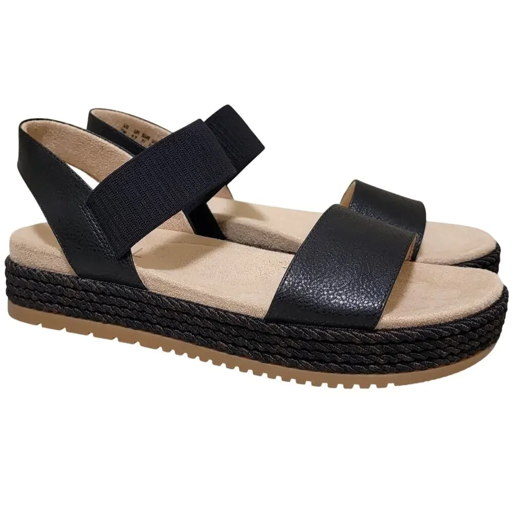 Naturalizer Women Diana Slingback Flatform Sandals Size US 7M Black Faux Leather